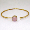 Terrific Pink Opal Cab Bangle K - JBB999 Recent Arrival Round Shape Gemstone With 18ct Gold Plating Brass Bangle